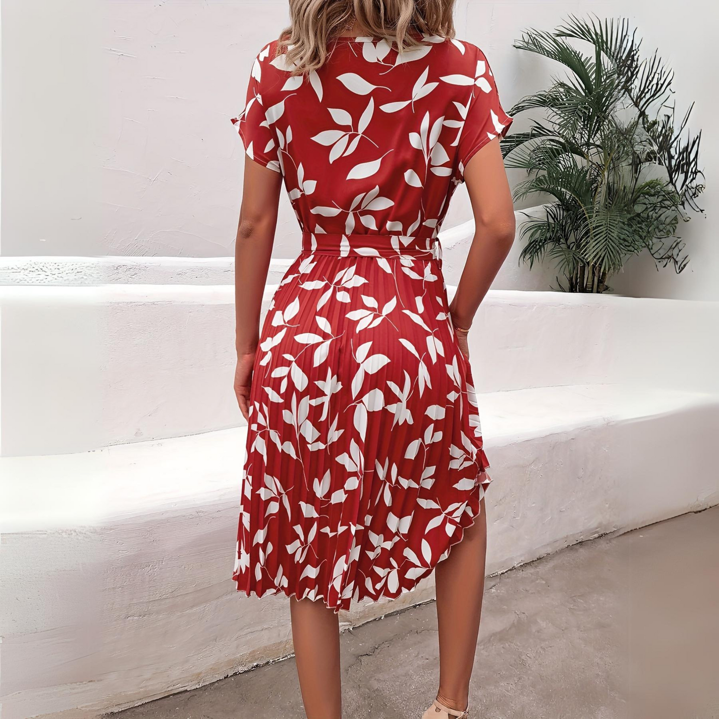 Leaf Print Summer Dress