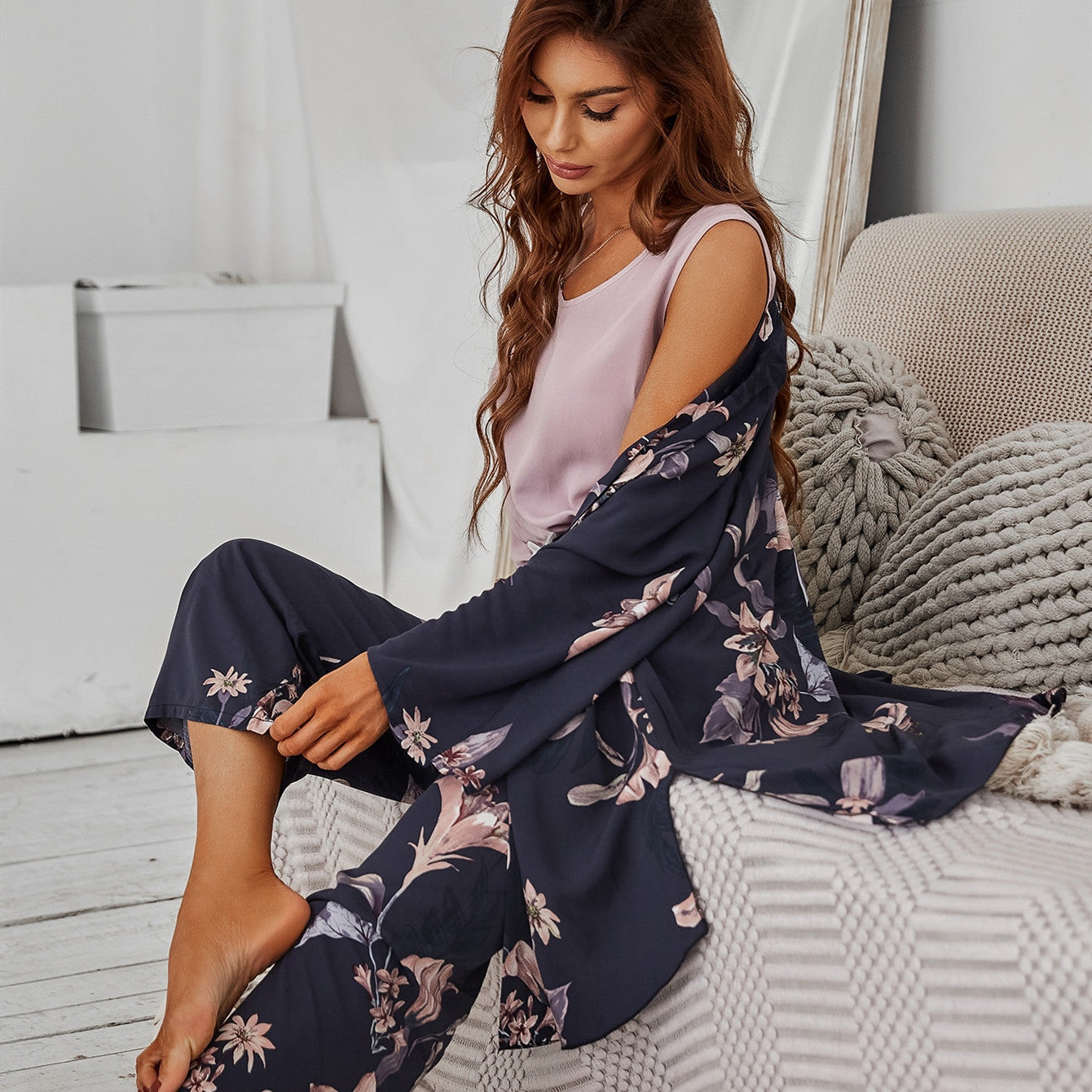 Premium Floral Printed Viscose Pyjama Set